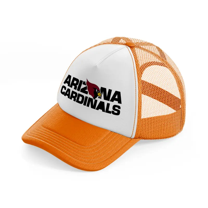 arizona cardinals text with logo orange trucker hat