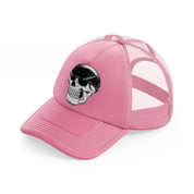 skull gangster with bandana pink trucker hat