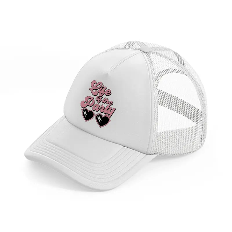 life of the party heart sunglasses-white-trucker-hat