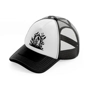 gothic bird-black-and-white-trucker-hat