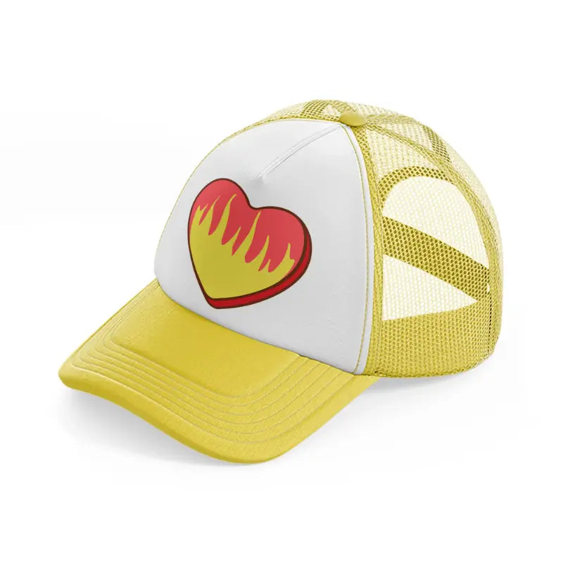 heart on fire-yellow-trucker-hat