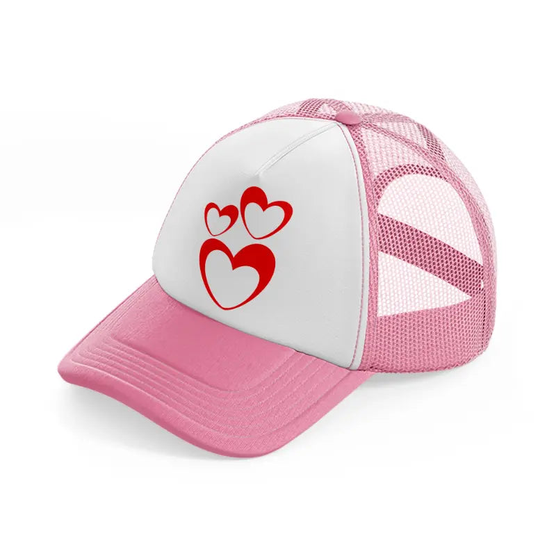 3 hearts-pink-and-white-trucker-hat