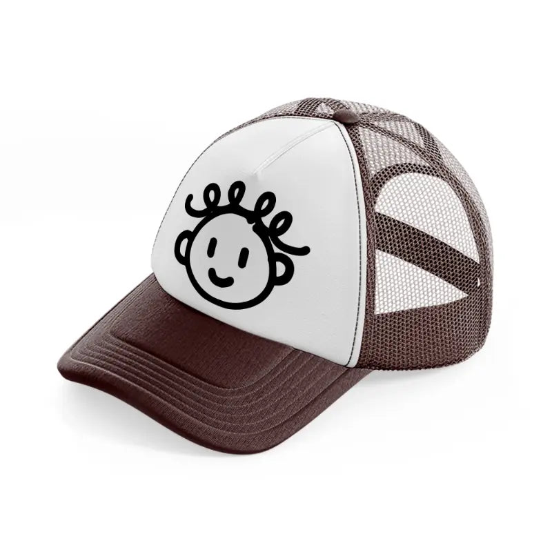 baby girl doodle-brown-trucker-hat