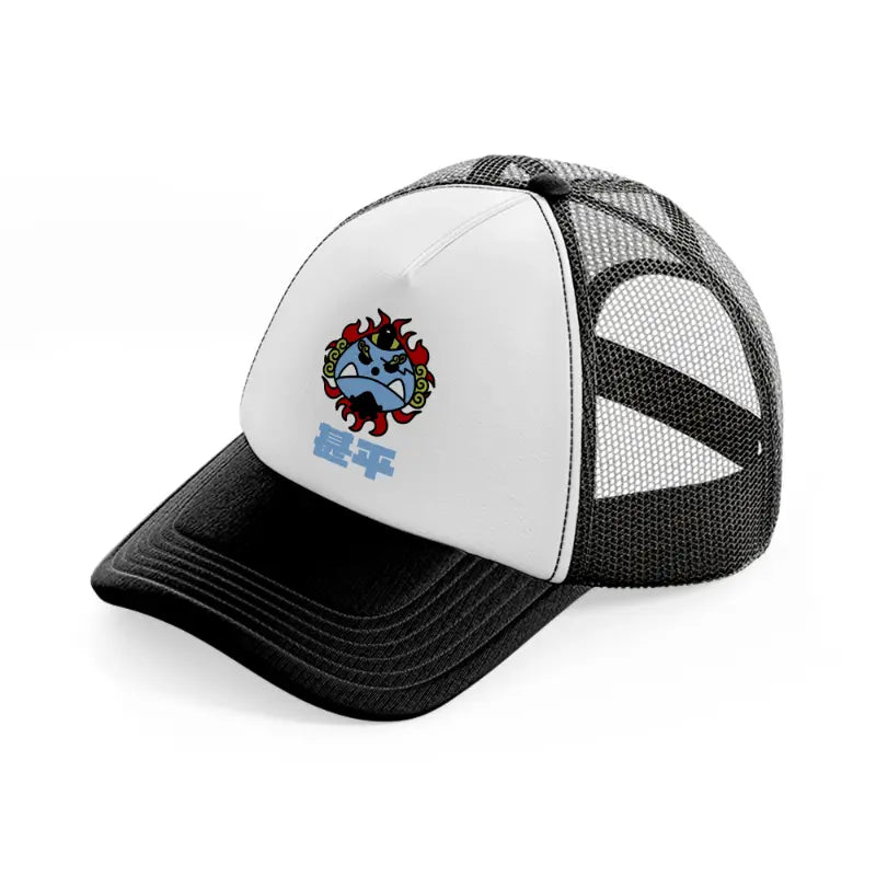 jinbei logo-black-and-white-trucker-hat