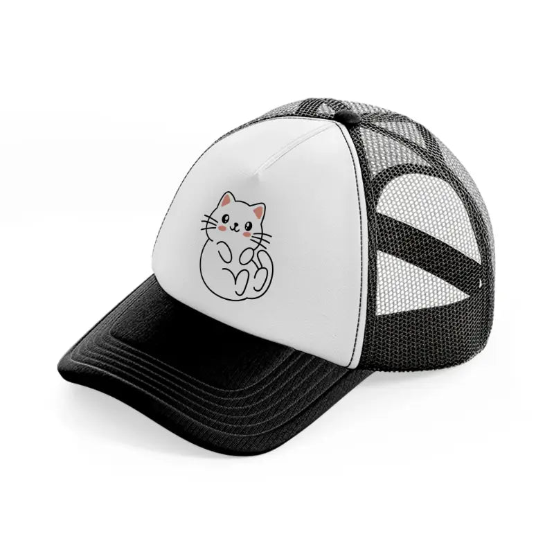 white kitten black and white trucker hat