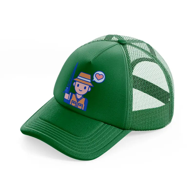 fisherman loves fishing green trucker hat