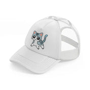 grey kitten white trucker hat