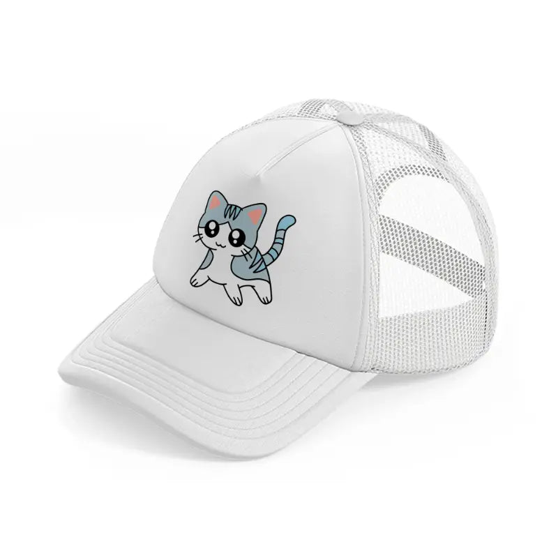 grey kitten-white-trucker-hat