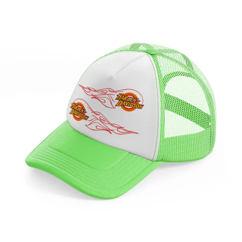 harley-davidson fire wheels-lime-green-trucker-hat