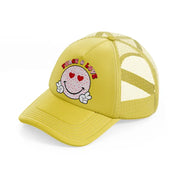 peace & love gold trucker hat