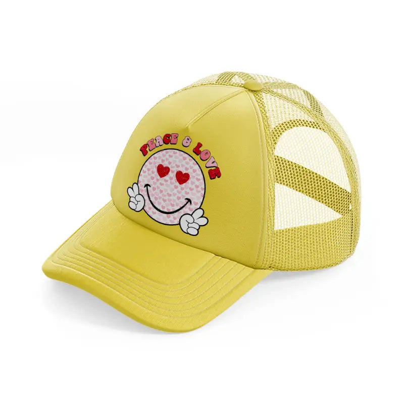 peace & love-gold-trucker-hat