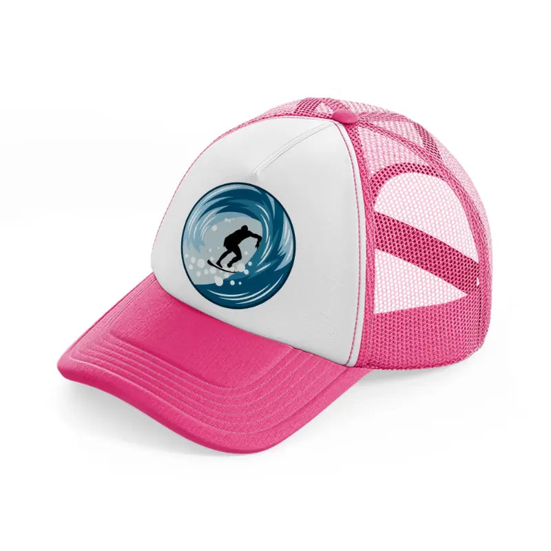 surfing-neon-pink-trucker-hat