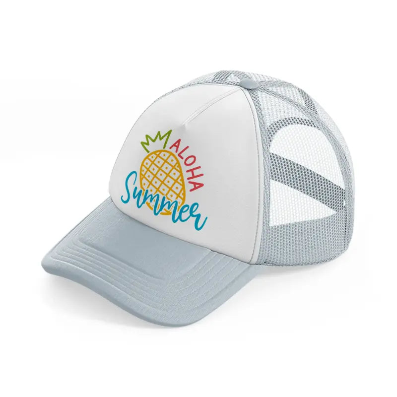 aloha summer grey trucker hat