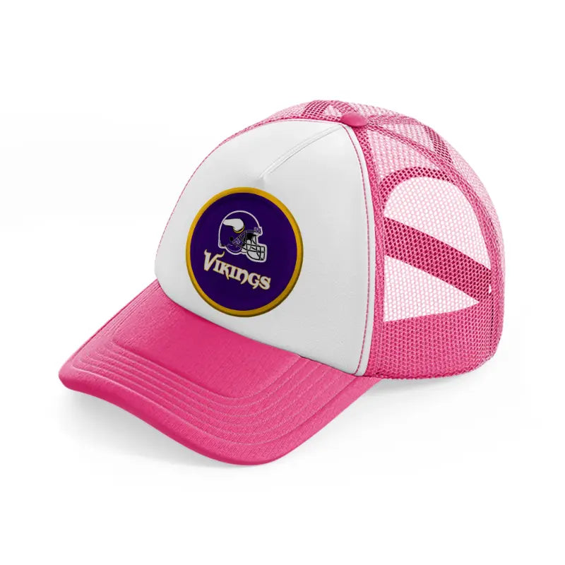 minnesota vikings badge-neon-pink-trucker-hat