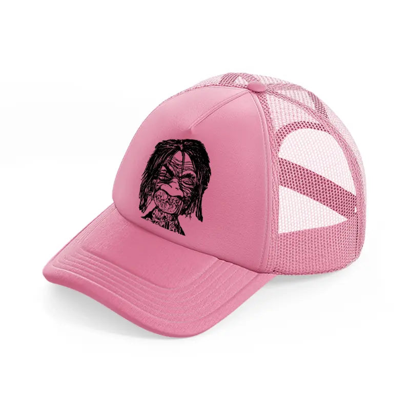 shrunken head-pink-trucker-hat