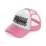mama checker board-pink-and-white-trucker-hat