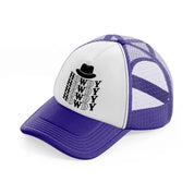 howdy howdy purple trucker hat