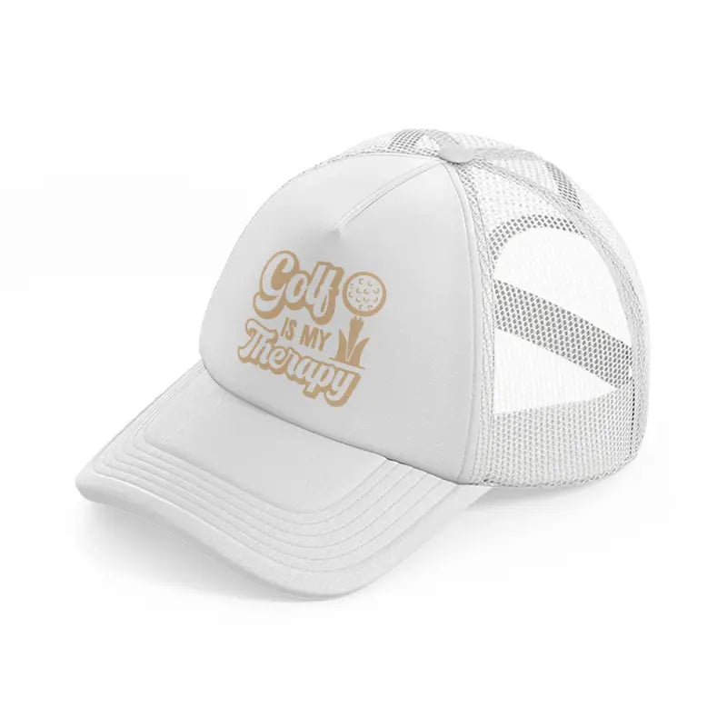 golf is my therapy-white-trucker-hat