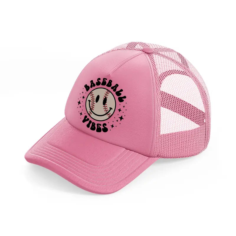 baseball vibes-pink-trucker-hat