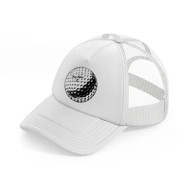 golf ball b&w-white-trucker-hat