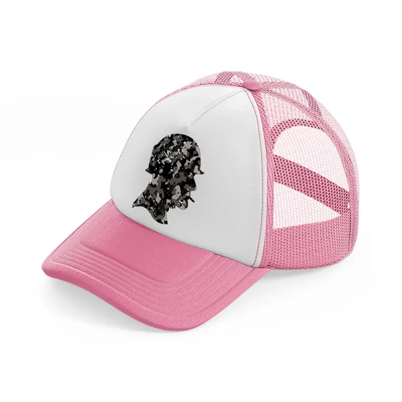 camo soldier-pink-and-white-trucker-hat