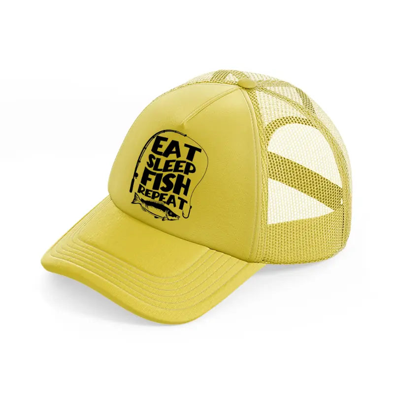 eat sleep fish repeat-gold-trucker-hat