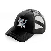 grey kitten-black-trucker-hat