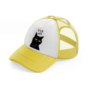 fuck off cat-yellow-trucker-hat
