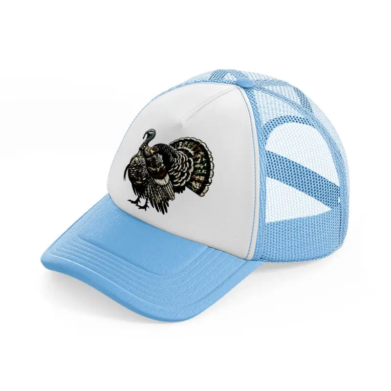 camo turkey-sky-blue-trucker-hat