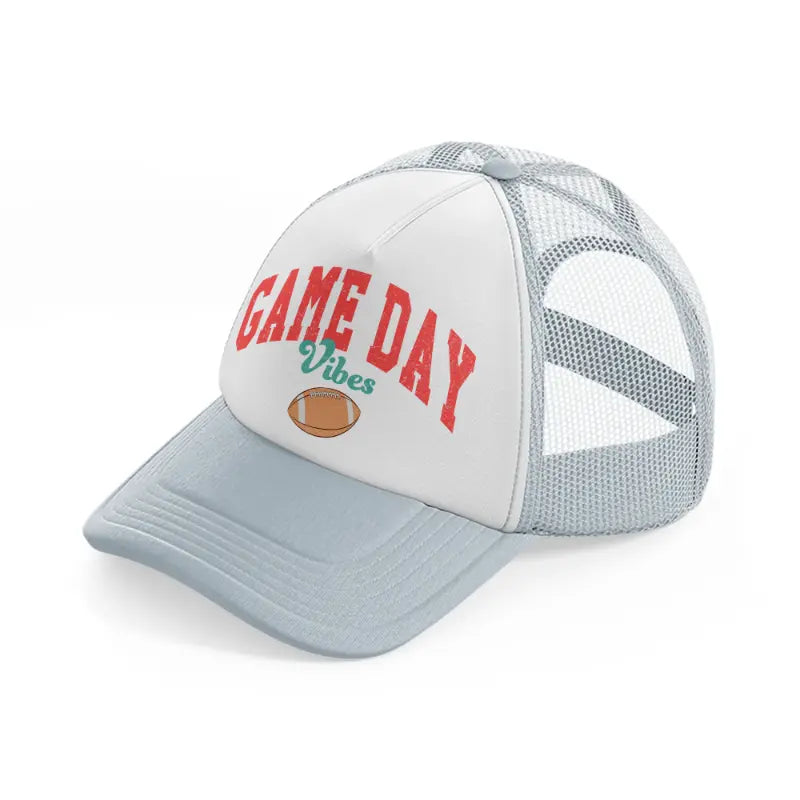 football game day vibes-grey-trucker-hat