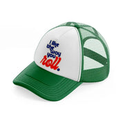 groovy love sentiments gs 04 green and white trucker hat