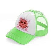 kissing smiley-lime-green-trucker-hat