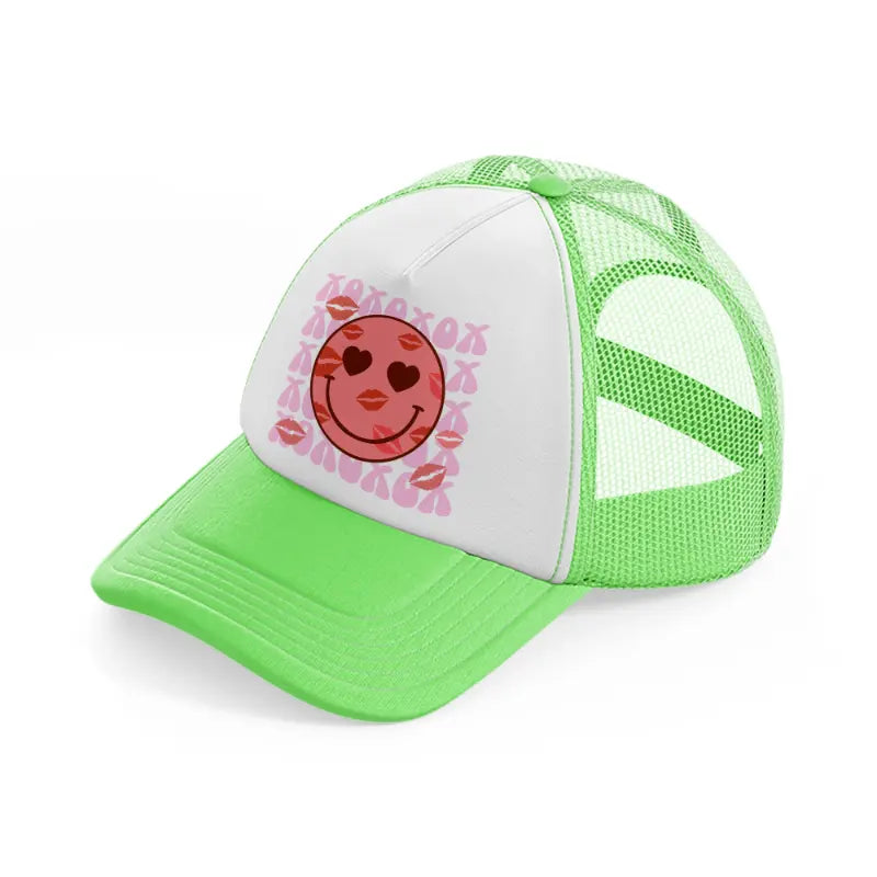 kissing smiley lime green trucker hat