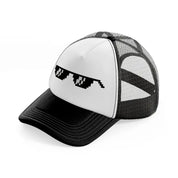 sunglasses black and white trucker hat