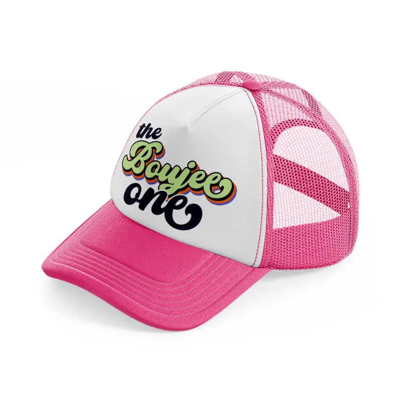 the boujee one neon pink trucker hat