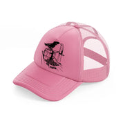 bird knife coins pink trucker hat