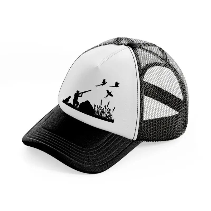 hunting-black-and-white-trucker-hat