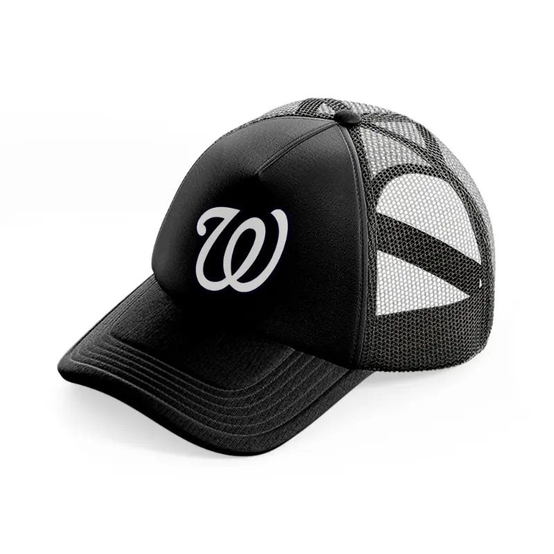 washington nationals white emblem-black-trucker-hat