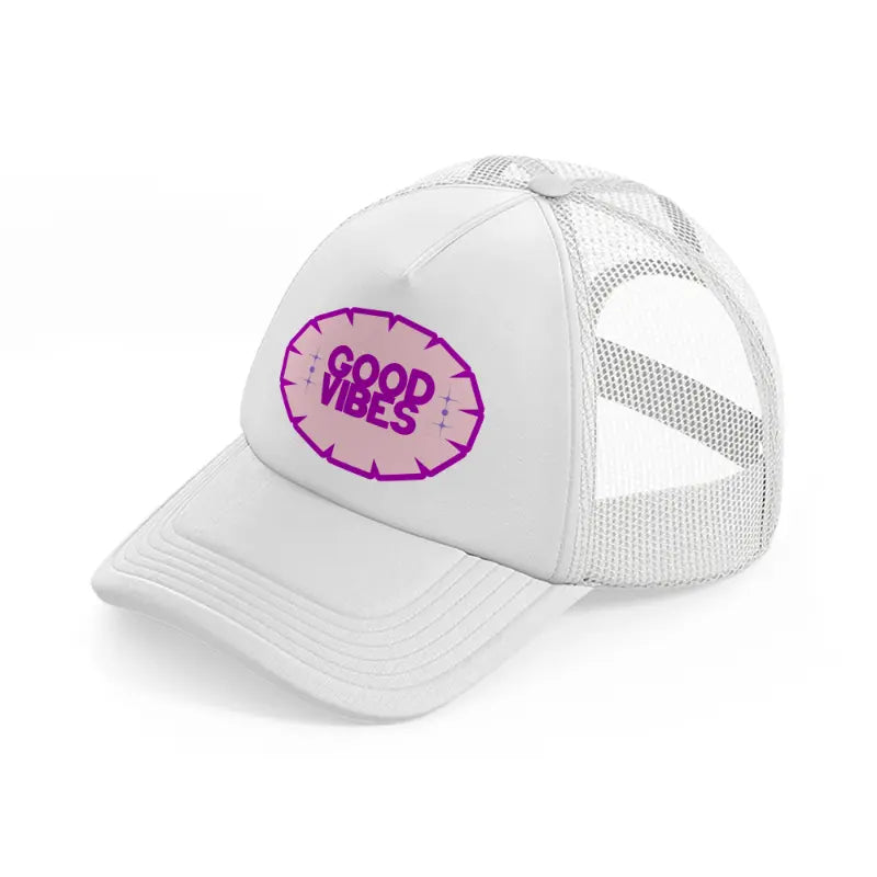 good vibes purple-white-trucker-hat