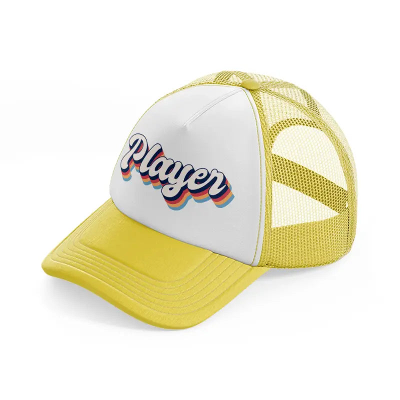 player yellow trucker hat