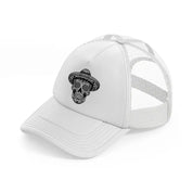skull head mexican-white-trucker-hat