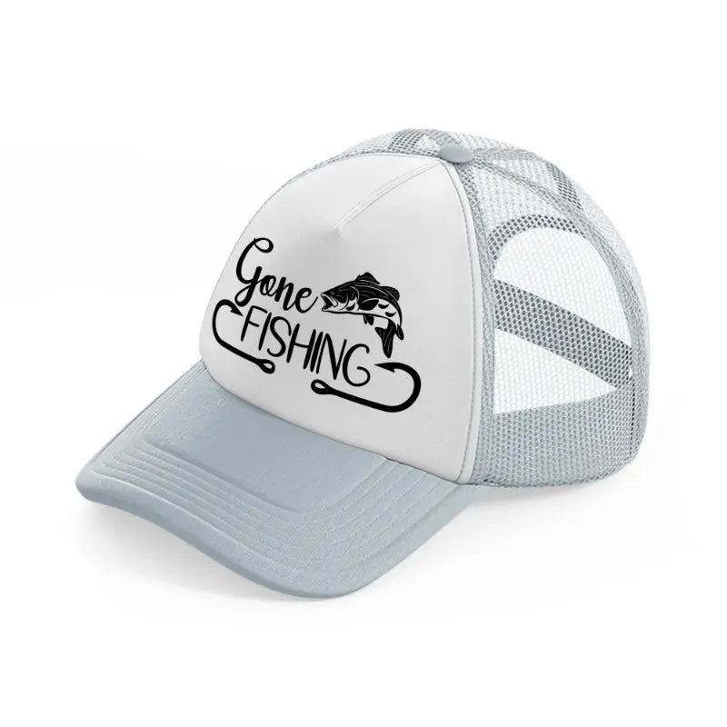 gone fishing hooks-grey-trucker-hat