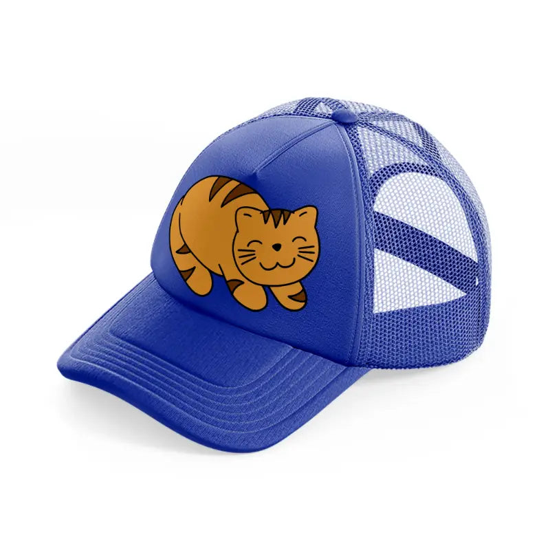 cat smiling-blue-trucker-hat