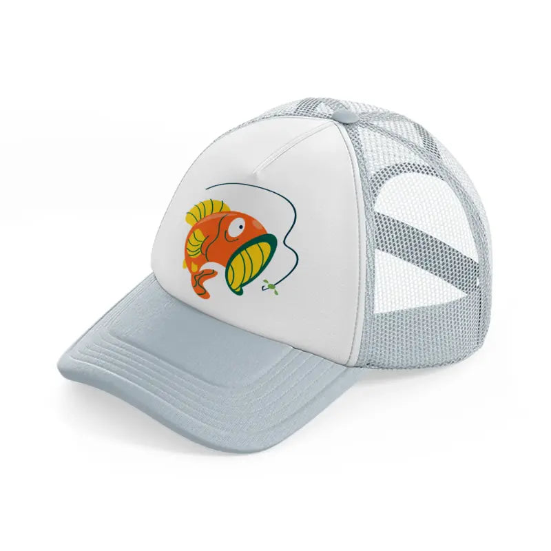 cartoon fish grey trucker hat