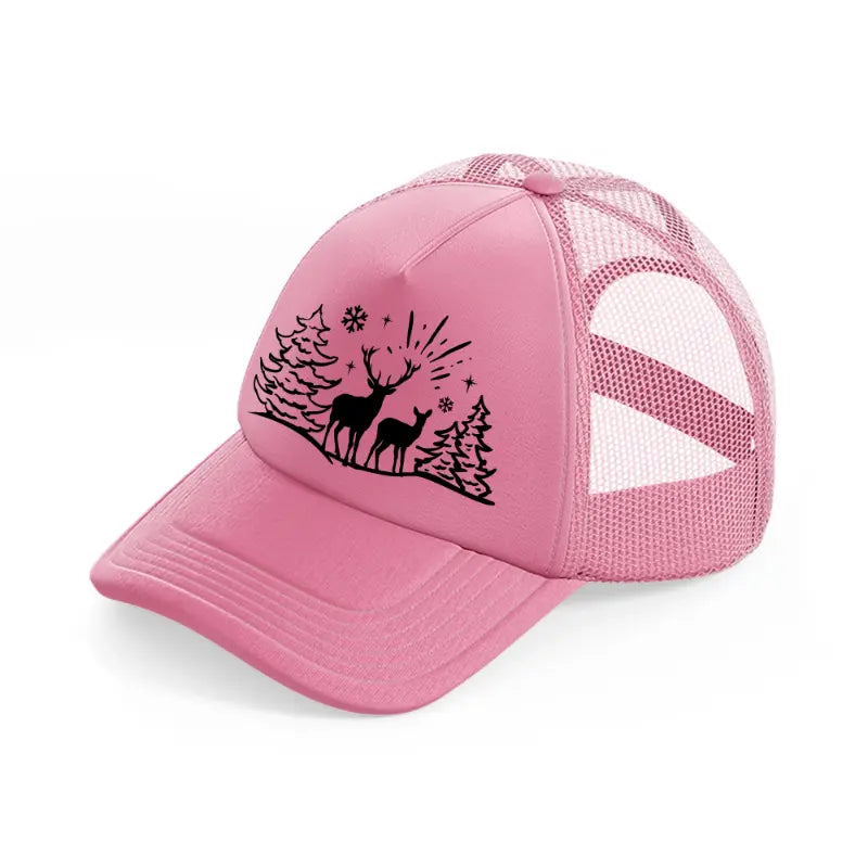 deers in the snow-pink-trucker-hat