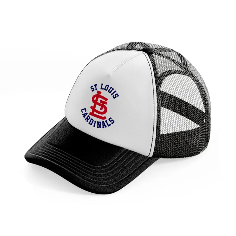 st louis cardinals retro logo-black-and-white-trucker-hat