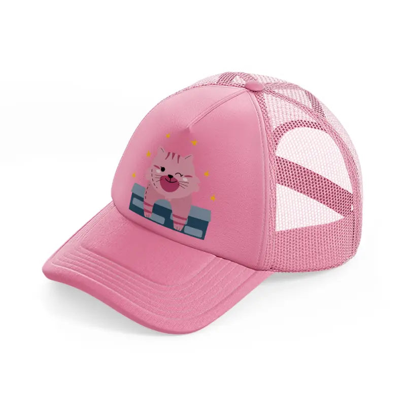 017 cat pink trucker hat