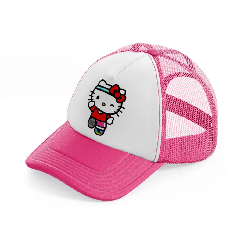 hello kitty jogging neon pink trucker hat