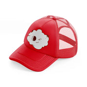 cloudy wink-red-trucker-hat