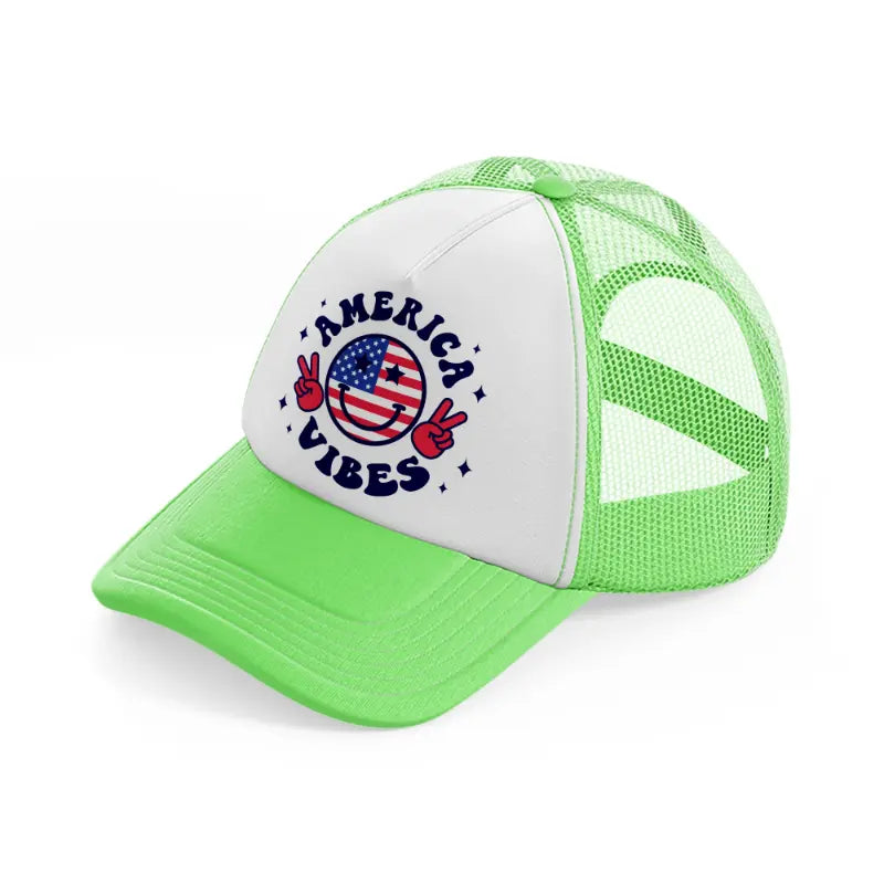 america vibes-lime-green-trucker-hat